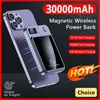 Mobiltelefon Power Banks Magnetic Wireless 30000MAH 22.5W Fast Charging Extern Batteriladdare Lämplig för Huawei Samsung iPhone 12 PD 20W Power Pack 240424