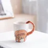 Mokken keramische 3D -hand getrokken tijger flamingo cup dieren eetkast waterbalk mooi item