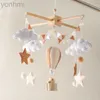 MOBILES# Baby Crib Mobiel houten bed bel rammelaar speelgoed zacht vilt hete lucht ballon windt ring hanger pasgeboren comfort bedwel speelgoed baby cadeau d240426