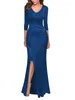 Lässige Kleider 2024 Sommer für Frauen Solid V-Ausschnitt Split Frauen Rüschenkleid Vestidos de Mujer Elegante Maxi-Robe Frau