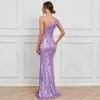 Runway -jurken yidingzs elegante slash nek pailletten avondjurk vrouwen kralen lang feest maxi jurk y240426