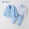 Kledingsets Boy Babykleding Set 3-18m Born Soild Coat Romper Kids Boys Birthday Doop Toddler Wedding Year Gentlemen