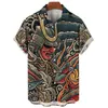 Camisas casuais masculinas tendências da moda Harajuku Casual Manga curta Casual Social Vintage Hawaiian Shirt Dragon Gifts Holiday Beach Y2K Cartoon Roupas 240424