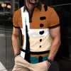Herrt-shirts den bästsäljande sommarmens polo-skjorta av 2024 fashionabla herrskjorta lapel-knapp polo skjorta lapp arbete rand tryckt herrkläder J240426