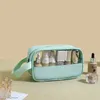 New Transparent Makeup Wash Bag Portable Pu Bath Bag Waterproof Large Capacity Storage Bag Pvc Splicing Cosmetic Bag