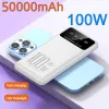 銀行50000MAH 100W超高速充電パワーバンクポータブル充電器外部バッテリーパックパワーバンクXiaomi Huawei Samsung用