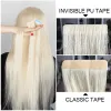 Extensions #1001 Cuticle Remy Invisible Tape in Extensions White Blonde Pu Injected Injected Tape Hair Extensions 10 St. 6 maanden+ Lifespan