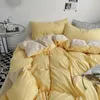 Set di biancheria da letto fogli di letti matrimoniali a colori solidi set da 4 pezzi di copertura per trapunta lavata singolo dormitorio per casa tessile prodotti tessili