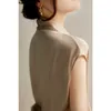 Kvinnors blusar Summer Short Sleeve V-Neck Blus Women 2024 Skjortor Temperament Elegant Dry Satin Imitation Mulberry Silk Tops