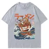 メンズTシャツ日本のハラジュクTシャツメンサマーヒップホップTシャツヌードルシップ漫画ストートウェアTシャツショートSLVEカジュアルトップコットンT240425