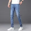 Jeans de grife masculino Primavera/verão Nova marca de moda bordada Jeans Slim Fit Elastic Pequeno calças de comprimento 985