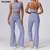 Women's Tracksuits NCLAGEN 2-Piece Yoga Set Womens Stretchable Running Sports Fitness Set Crop Tank Top Bra and Exercise Flared Pants Gym Workwear 240424
