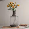 Vaser Imitation marmor Relief Glass Vase Hydroponic Flower Pots Desk Decoration Artificial Decorative Floral Arrangement