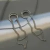 Charm 1PC Silver Color Long Tassel Clip Earrings for Women Men Creative Simple C Ear Cuff Non-Piercing Ear Clip Trend Jewelry Gift