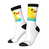 Men's Socks Yellow Rubber Duck & Splash Harajuku Quality Stockings All Season Long Accessories For Man's Woman Birthday Present