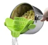 Silikon colanders köksklämma på potten sil dränering för dränering överskott av flytande dränering pasta grönsaker köksredskap 2024426