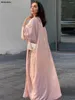 Etnische kleding Siskakia Arabisch Dubai Fashion Casual Satin Open Kimono Abaya Moslimvrouwen Eid Turkse Marokkaanse Kaftan Saudi Robe 2024