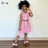Clothing Sets Qunq Girl 2024 Summer Print Heart-shaped Butterfly Button Casual Vest Half Skirt Two-piece Set 3T-8T