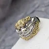 Clusterringe Authentische 925 Sterling Silber Ring Lion's Head Retro -Stil Charm Nostalgia Open Man Fashio Tide Flow Party Schmuck Schmuck