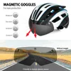 FUNWICT MTB Cycling Helmet Goggles Visor Rear Light Road Bicycle Safety For Men Motorcycle Scooter Mountain Racing Bike Helmets 240422