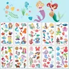 Transfert de tatouage 10pcs / lot kids tatouage dessin animé arc-en-ciel licorne sirène imperméable tatouage temporaire autocollant enfant bébé fille garçon flash tatoo main 240427