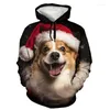 Men's Hoodies Funny Christmas Dignified Dog Graphic Sweatshirts Fashion Xmas Tree Snowflake Girl Pullovers Casual For Men Clothes Tops