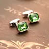 Kflk Jewelry Shirt Wedding Cuffer Binks for Mens Brand Green Crystal Fashion Cuff Lin