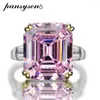 Anelli a grappolo Pansysen Luxury 925 Sterling Silver 15ct 14 16mm Asscher Cut Gioielli per feste di nozze ad anello di diamante ad alto diamante