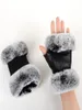 Осень и зимние женщины 039s Gloves rex rex кроличьи мех рта наполовину