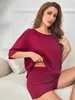 Women's Sleepwear Ribbed Knitted Womens Pajama Sets Solid Short Slves Scroop Neck Top Shorts 2 Pieces Female Slpwear Nightwear Lounger Y240426