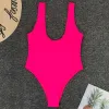 Diving Sexy Scoop Back Swimwear Solid One Piece Swimsuit Women Red Pink White Black Bather Bathing Suit High Cut Swim Wear For Party