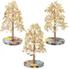 Sachets de bijoux arbre en pierre de cristal citrine naturel avec tranche d'agate Base de résine Lucky Money Bonsai Feng Shui décoration intérieure