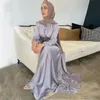무슬림 패션 히잡 새틴 드레스 라마단 아바이 두바이 우아한 터키 저녁 아프리카 이슬람 드레스 아라비아 카프탄 로브 240422