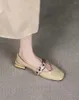 Sapatos casuais couro para trabalho de escritório com salto baixo Bloco calcanhar calçados verão 2024 Sandálias femininas ao ar livre Mulher Luxo Coréia