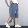 Mens Casual Appliques Summer Denim Short Pants Fashion Straight Stretch Loose Shorts Brand Multi Color Kne Length Jeans 240410