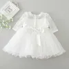 32HW Girl's Dresses New Baby Girl Dress Baptism Dress White Lace Spädbarn Baptism Birthday Party Wedding Princess Dress Baby Clothing 0-24m D240425