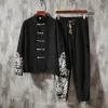 シャツ中国スタイルのレトロタンスーツコットンリネンパッチワークスーツプラスサイズプリントハンフの男性服2020print服5xl男性