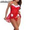 Okkdey Women Sex Exotic Mini Dress Adult Sexy Lingerie Set For Christmas Xmas Cosplay Costume Erotic Apparel Bras Sets199l