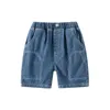 Shorts nya sommarbarn denim shorts pojkar enkla mode jeans flickor outwear ldren byxor 2-6y H240509