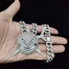 Strängar stor storlek Shark Pendant Necklace Mens Hip-Hop glittrande smycken med iskristall Miami Kubansk kedja Fashionabla smycken 240424