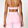 Women's Tracksuits New yoga set 2PCS womens track and field seamless sportswear gym clothing drawstring high waist leg fitness sportswear 240424