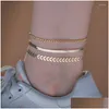 Chevilles 3pcs / set or couleur simple chaîne simple pour les femmes plage bijoux jambe de cheville bracelets accessoires