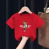 Grappige beer mode printmerk Kid T-shirts kinderen baby korte mouw Harajuk Tees Boy Girl Kawaii Tops cadeau Zomerkleding 240425