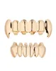 Gold silberplattierte obere Bootom Vampire Zähne Grillz Protector Halloween Weihnachtsfeier Vampire Reißzelfe Grills Set6348686