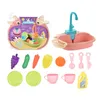 Kinderen aanrecht Toys Simulatie Elektrische vaatwasser Mini Food doen alsof Play House Toy Set Children Role Girl 240416