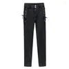 Jeans pour femmes pantalon slim skinny noir pour femme haute taille s avec des poches pantalon de bonne qualité hippie de Corée du Sud 2024 z