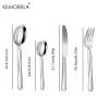 Sets KEMORELA 24pcs Stainless Steel Knife Fork Portuguese Cutlery Set Creative Western Steak Dinnerware Set For Family Restaurant