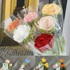 DIY Bukiet Bukiet kwiat róży bukiet słonecznik ręczniecone fałszywe kwiaty dzianiny stół domowy szydełkowy kwiecisty bukiety 240424
