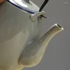 Hip Flasks Ceramic Big Teapot Hand-painted Retro Cooler Kettle Iron Handle Lifting Pot Restaurant Household
