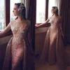 Rose en or Soirée arabe sirène 2020 Robes de bal de fleurs 3D Sparkly avec de la jupe plus taille de fête formelle BC3980